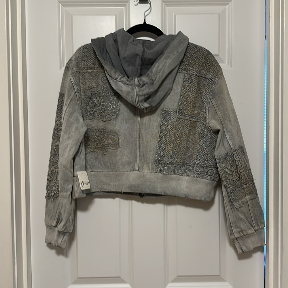 Free People Mazzie Denim Bomber Jacket NEW - Picture 7 of 9